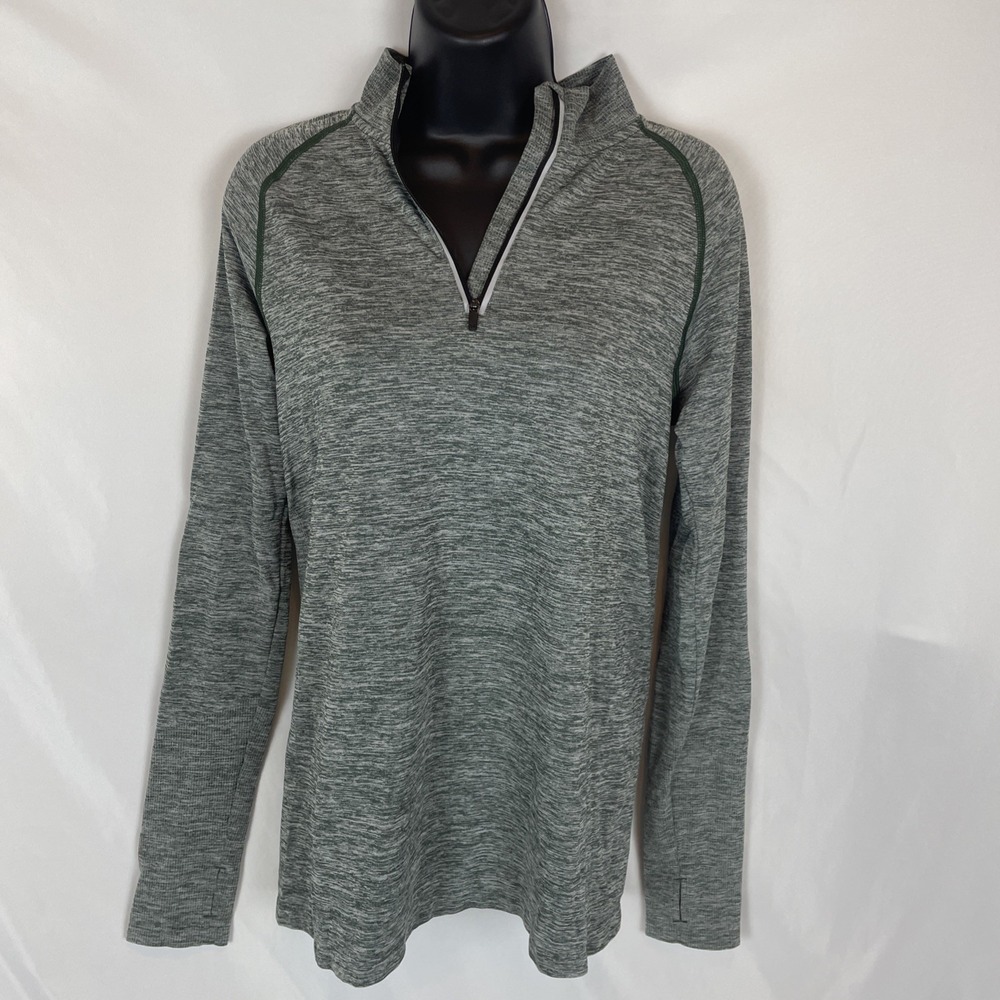 PINK Victoria's Secret 1/4 Zip Active Pullover Gray Marled Thumbhole Medium NWT